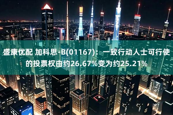 盛康优配 加科思-B(01167)：一致行动人士可行使的投票权由约26.67%变为约25.21%
